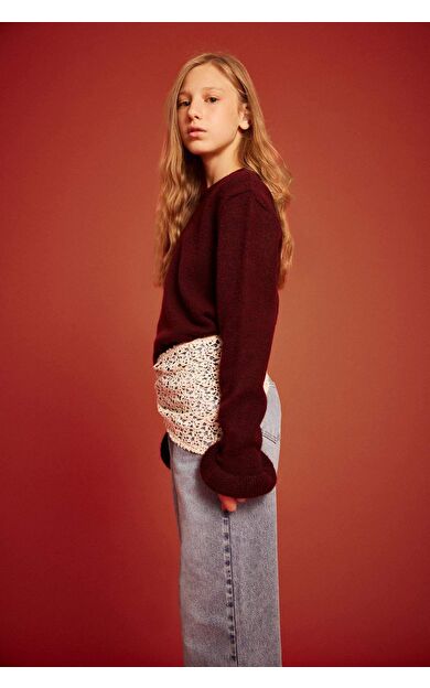 Kız Çocuk Regular Fit Bisiklet Yaka Kazak