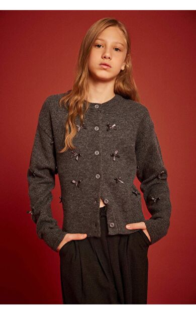 Kız Çocuk 3D Bisiklet Yaka Hırka