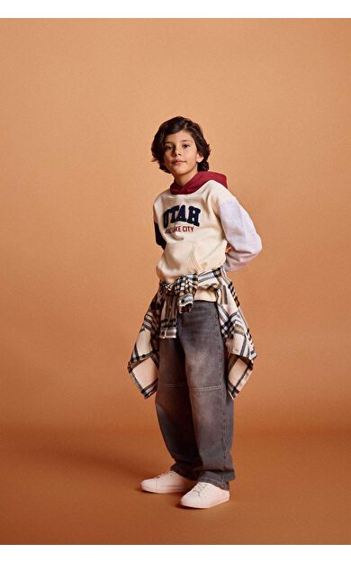 Erkek Çocuk Barrel Fit Düz Paça Jean Pantolon