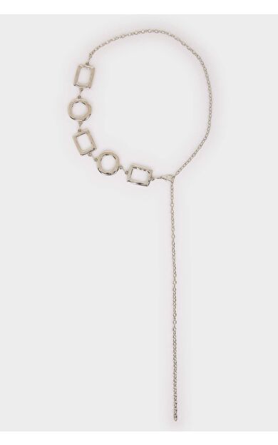 Kadın Silver Kare-Yuvarlak Detaylı Metal Kemer