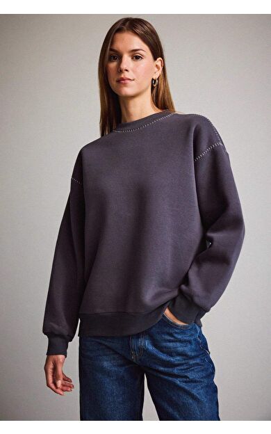 Overshirt Fit Bisiklet Yaka Sweatshirt G3320AX25AUGR257