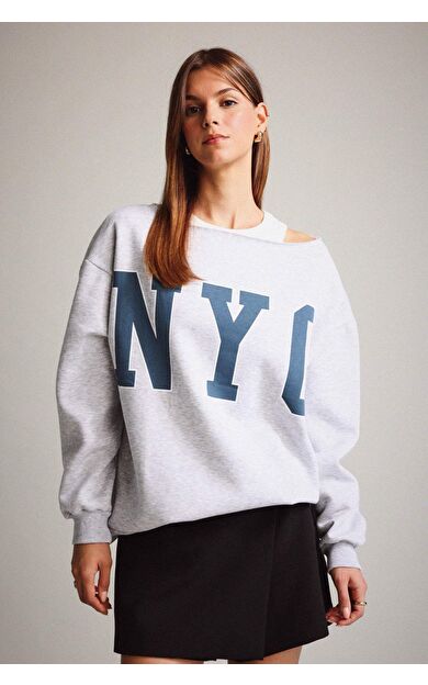 DeFacto Kayık Yaka Sweatshirt G3330AX25WNGR257