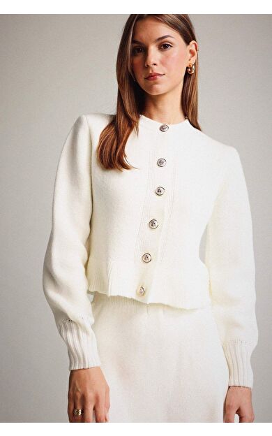 Bisiklet Yaka Düğmeli Triko Hırka G3357AX25AUER105