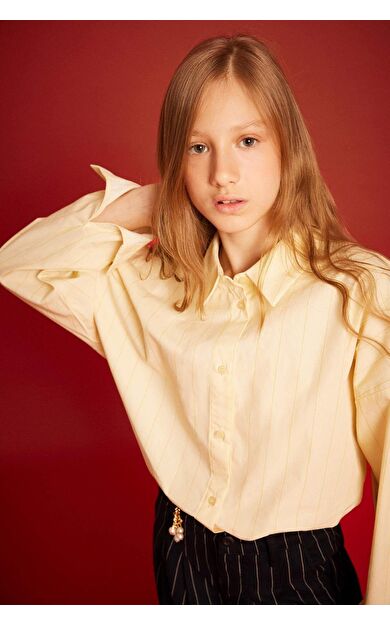 Kız Çocuk Regular Fit Poplin Uzun Kollu Gömlek
