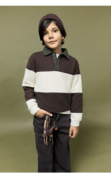 DeFacto Erkek Çocuk Regular Fit Polo Yaka Sweatshirt G3375A825AUWT32