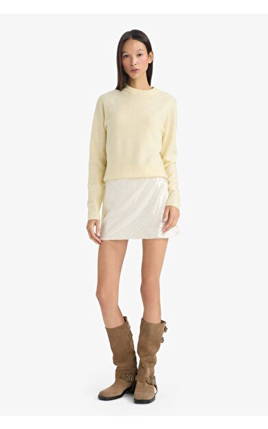 Coool Normal Bel Payetli Kumaş Mini Etek