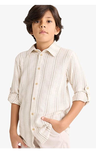 Erkek Çocuk Regular Fit Polo Yaka Uzun Kollu Gömlek