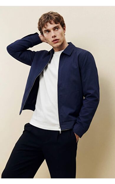 DeFacto Regular Fıt Gömlek Yaka Yarım Astar Fermuarlı Mont