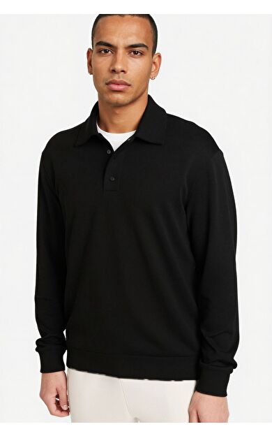 DeFacto Standart Fit Polo Yaka Modal Sporcu Sweatshirt
