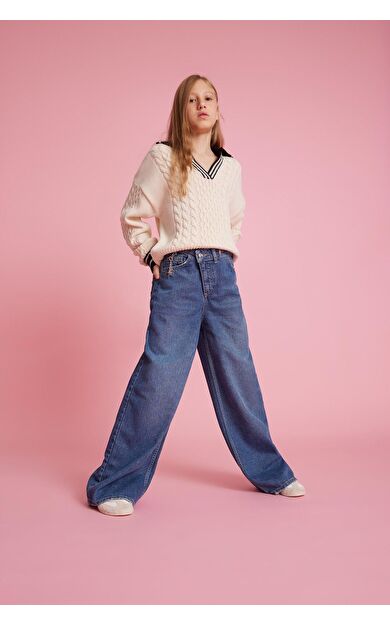 DeFacto Kız Çocuk Wide Leg Geniş Paça Jean Pantolon