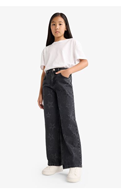 DeFacto Kız Çocuk Wide Leg Geniş Paça Jean Pantolon