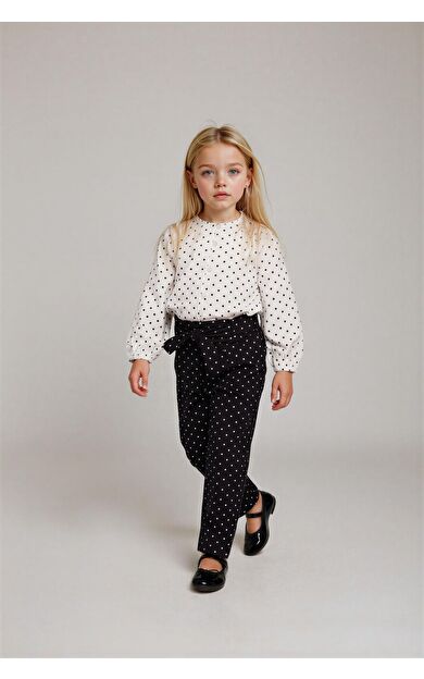 DeFacto Kız Bebek Wide Leg Puantiye Düz Paça Poplin Pantolon