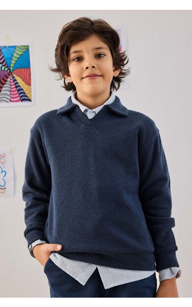 DeFacto Erkek Çocuk Apaş Yaka Sweatshirt