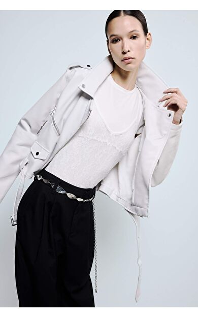 Kadın Silver Parlak Desenli Metal Kemer