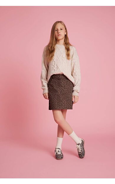 Kız Çocuk Leopar Desenli Etek