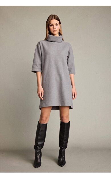 Balıkçı Yaka Yarım Kollu Mini Elbise