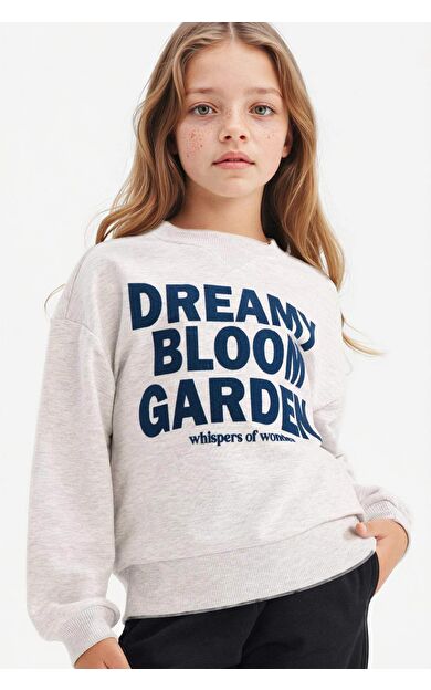 Kız Çocuk Relax Fit Bisiklet Yaka Sweatshirt