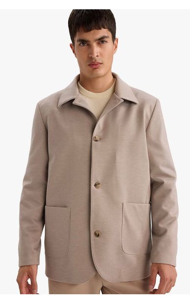 DeFacto Regular Fit Polo Yaka Blazer Ceket Bej