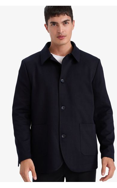 DeFacto Regular Fit Polo Yaka Blazer Ceket Lacivert