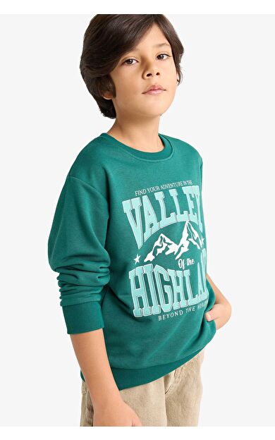 DeFacto Erkek Çocuk Bisiklet Yaka Baskılı Sweatshirt