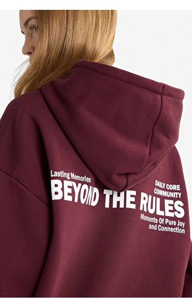 DeFacto Oversize Geniş Kalıp Kapüşonlu Baskılı Kalın Kumaş Sweatshirt