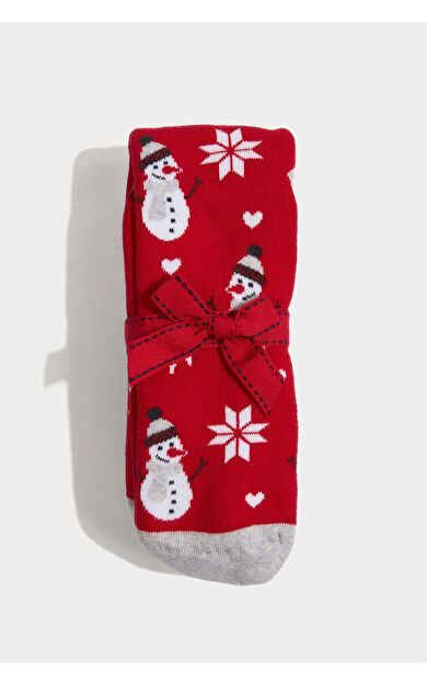 Kadın Yılbaşı Temalı 2'li Pamuklu Uzun Çorap