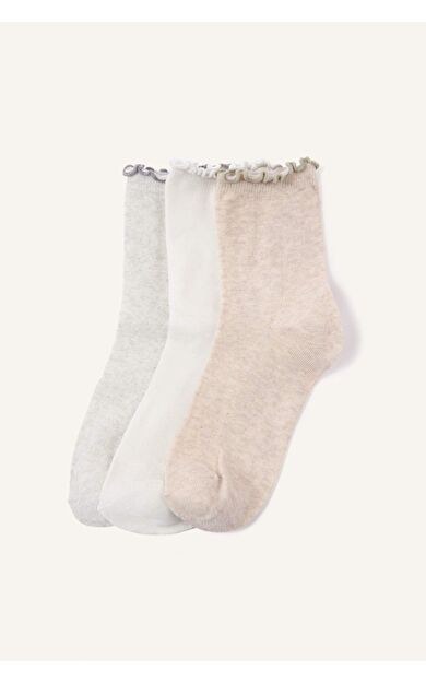 DeFacto 3'lü Pamuklu Uzun Çorap Kız Çocuk
