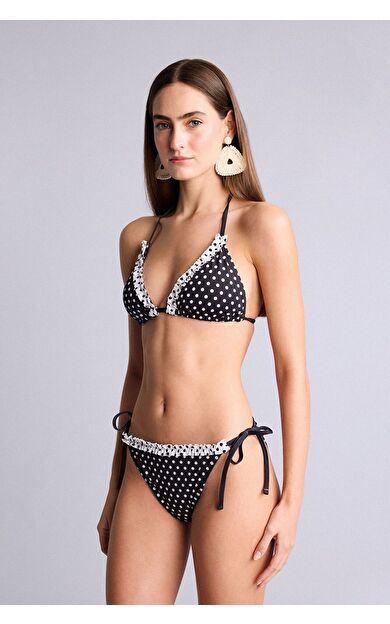 DeFacto Regular Fıt Puantiye Siyah Bikini Alt