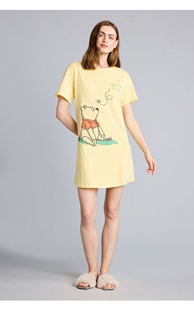 DeFacto Dısney Wınnıe The Pooh Regular Fıt Bisiklet Yaka Kısa Kollu Elbise