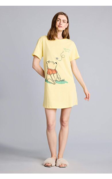 DeFacto Dısney Wınnıe The Pooh Regular Fıt Bisiklet Yaka Kısa Kollu Elbise