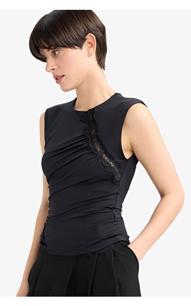 DeFacto Slim Fit Dar Kesim Bisiklet Yaka Atlet G4116AX25AUBK81