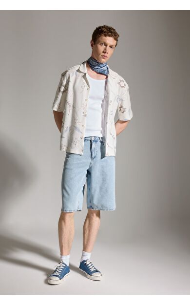 DeFacto Yumuşak Dokulu Baggy Fit Bermuda