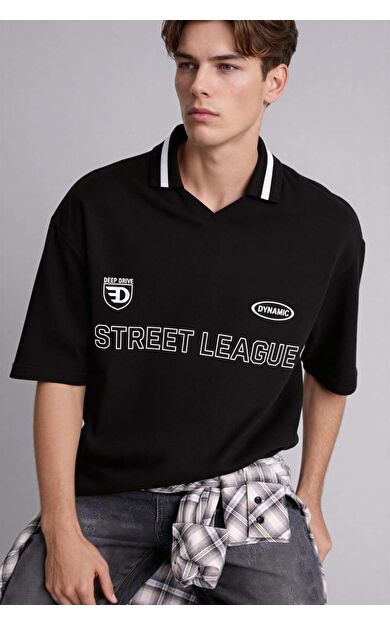 DeFacto Loose Fıt Polo Yaka Kısa Kollu Polo Tişört