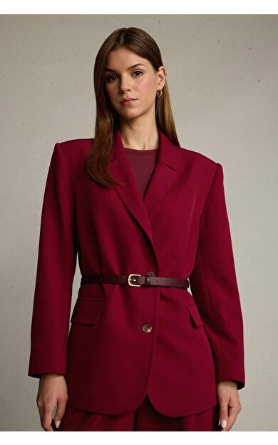 Kemerli Düğmeli Blazer Ceket