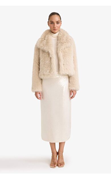 A Kesim Normal Bel Payetli Kumaş Etek