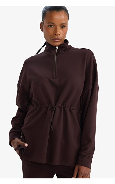 DeFacto DeFactoFit Long  Fit Dik Yaka Modal Sporcu Sweatshirt