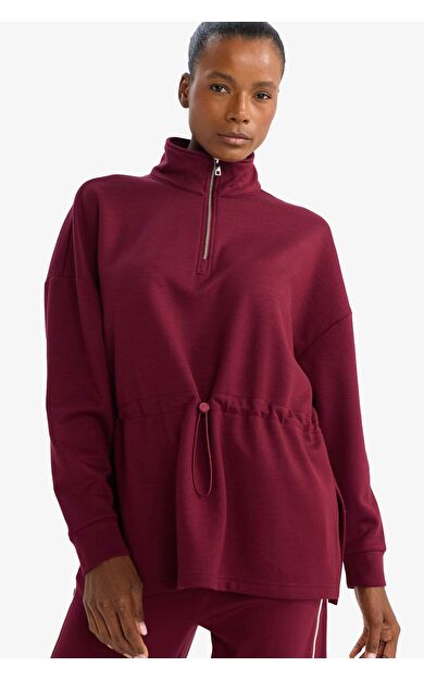 DeFactoFit Long  Fit Dik Yaka Modal Sporcu Sweatshirt