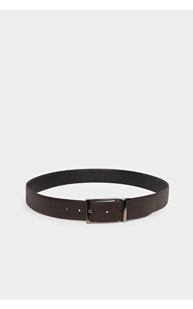 Erkek Çift Taraflı Toka Suni Deri Klasik Kemer