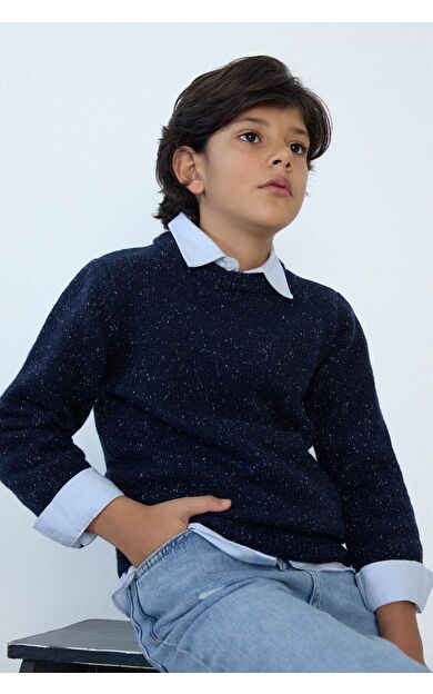 DeFacto Erkek Çocuk Regular Fit Bisiklet Yaka Kazak