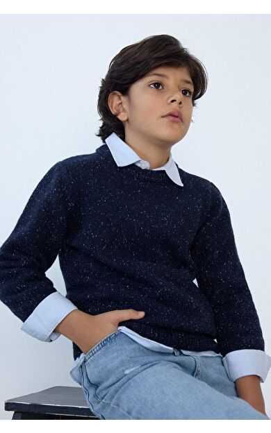 Erkek Çocuk Regular Fit Bisiklet Yaka Kazak