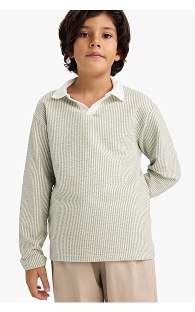 DeFacto Erkek Çocuk Regular Fit Polo Yaka Uzun Kollu Polo Tişört