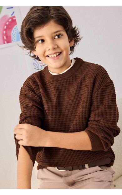 Erkek Çocuk Regular Fit Bisiklet Yaka Kazak