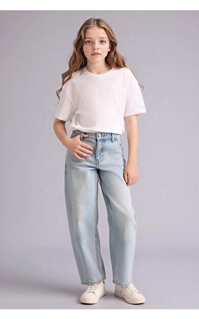 Baggy Fıt Jean Pantolon Kız Çocuk
