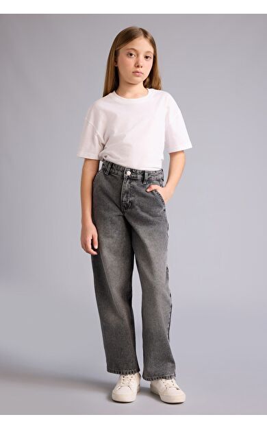 DeFacto Baggy Fıt Geniş Paça Jean Pantolon Kız Çocuk