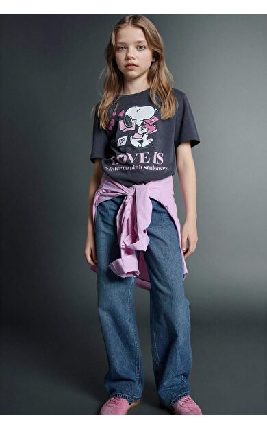 Straıght Wıde Geniş Paça Jean Pantolon Kız Çocuk