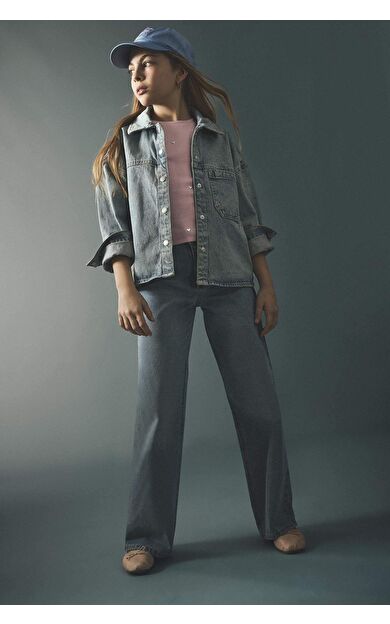 Straıght Wıde Jean Pantolon Kız Çocuk