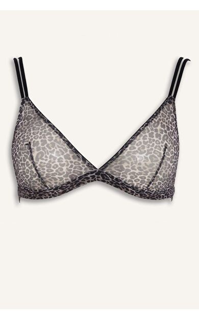 DeFacto Leopar Desenli Tül Kapsız Pedsiz Balensiz Triangle Bra