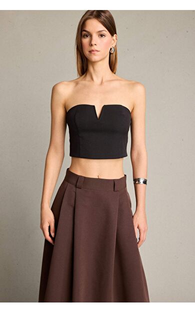 Kalp Yaka Straplez Bluz