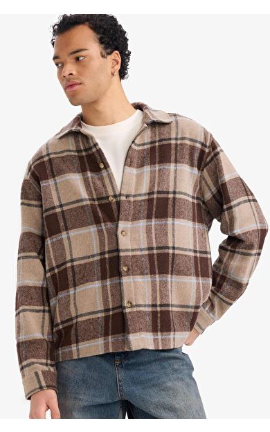 Boxy Fit Kareli Flanel Uzun Kollu Gömlek