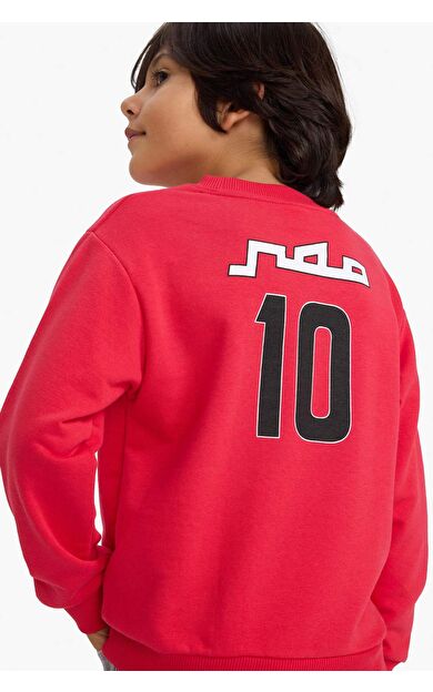 Erkek Çocuk Bisiklet Yaka Slogan Baskılı Sweatshirt